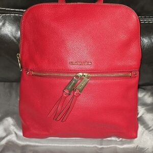 Michael Kors Red Leather Backpack